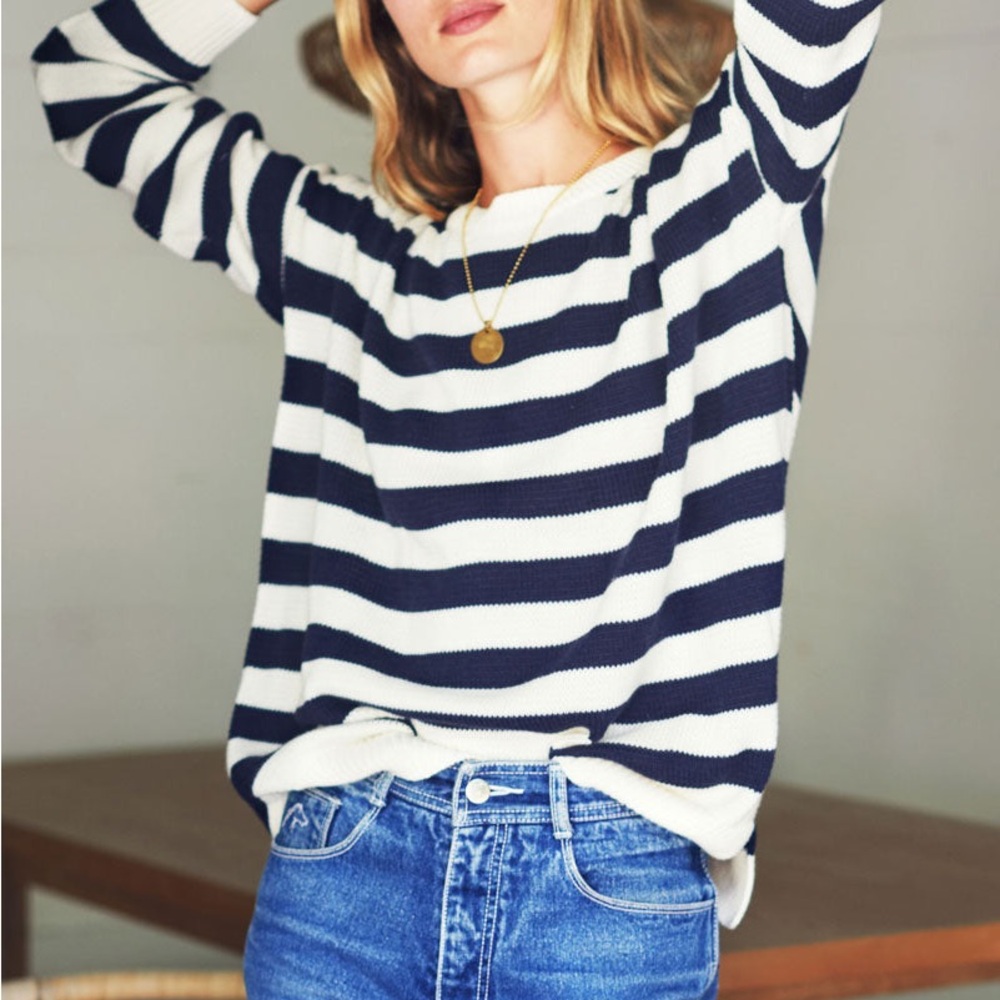 Emerson Fry Caroline Navy and Cream Striped Sweater